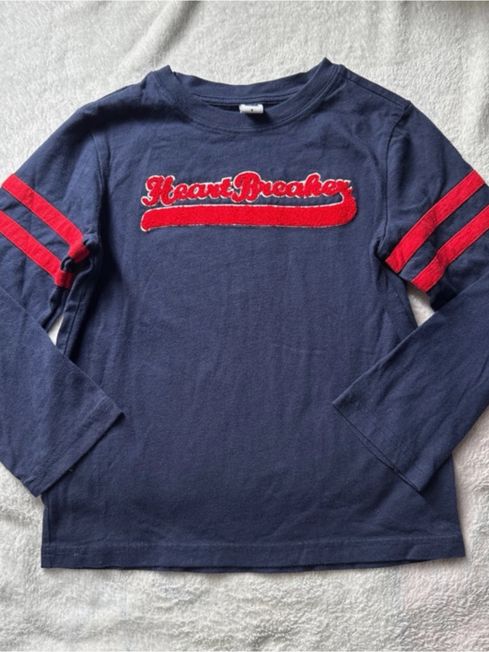 Janie and Jack Navy Long-Sleeve Tee with Red 'Heart Breaker' Applique